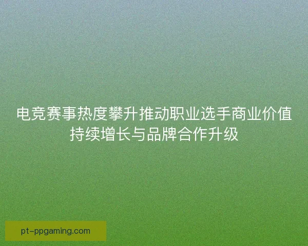 电竞赛事热度攀升推动职业选手商业价值持续增长与品牌合作升级